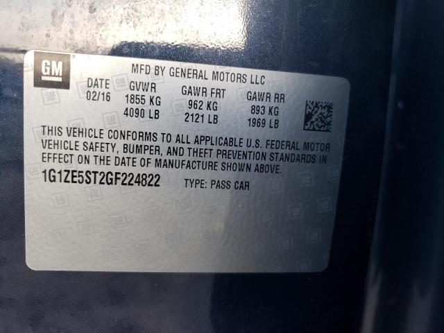 2016 Chevrolet Malibu Lt მანქანა იყიდება აუქციონზე, vin: 1G1ZE5ST2GF224822, აუქციონის ნომერი: 40559963