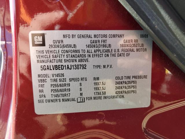 Продажа на аукционе авто 2010 Buick Enclave Cxl, vin: 5GALVBED1AJ130792, номер лота: 40400253