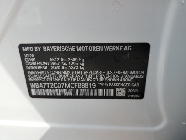 2021 Bmw 740 I მანქანა იყიდება აუქციონზე, vin: WBA7T2C07MCF88819, აუქციონის ნომერი: 39938483