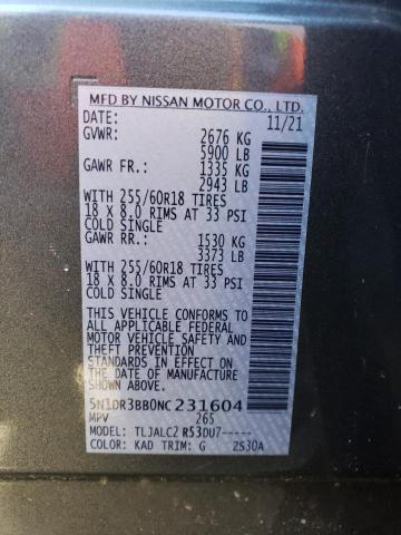 Aukcja sprzedaży 2022 Nissan Pathfinder Sv, vin: 5N1DR3BB0NC231604, numer aukcji: 39954953