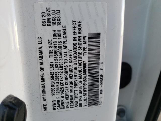 Aukcja sprzedaży 2020 Honda Pilot Exl, vin: 5FNYF6H50LB069667, numer aukcji: 41259533
