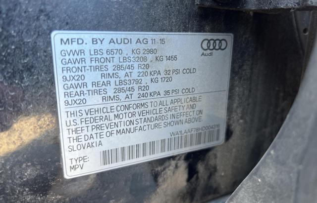 Aukcja sprzedaży 2017 Audi Q7 Premium Plus, vin: WA1LAAF78HD004316, numer aukcji: 41685823