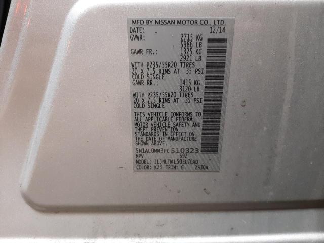 Aukcja sprzedaży 2015 Infiniti Qx60, vin: 5N1AL0MM3FC510323, numer aukcji: 41479503