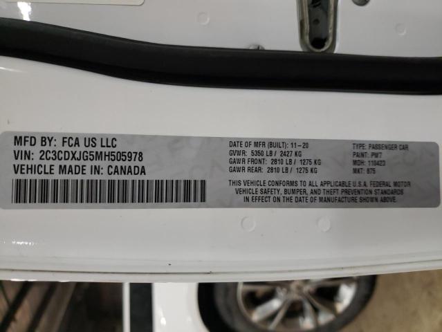 2021 Dodge Charger Sxt მანქანა იყიდება აუქციონზე, vin: 2C3CDXJG5MH505978, აუქციონის ნომერი: 41873093