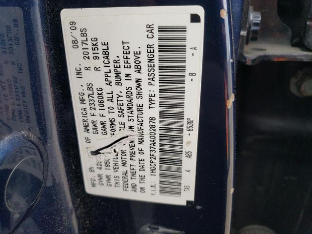 41989673 :رقم المزاد ، 1HGCP2F37AA002878 vin ، 2010 Honda Accord Lx مزاد بيع