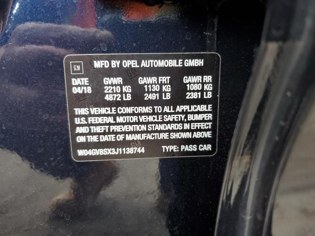 2018 Buick Regal Tourx Essence მანქანა იყიდება აუქციონზე, vin: W04GV8SX3J1138744, აუქციონის ნომერი: 40935693