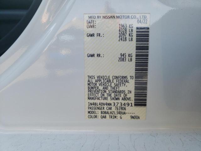 41915583 :رقم المزاد ، 1N4BL4DV4NN373491 vin ، 2022 Nissan Altima Sv مزاد بيع