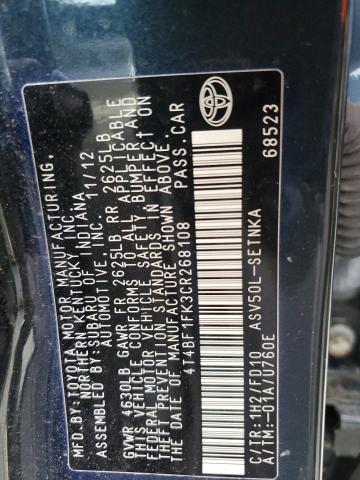 2012 Toyota Camry Base მანქანა იყიდება აუქციონზე, vin: 4T4BF1FK3CR268108, აუქციონის ნომერი: 40050133