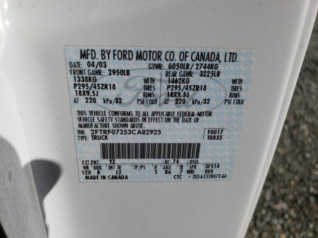 42229853 :رقم المزاد ، 2FTRF07353CA82925 vin ، 2003 Ford F150 Svt Lightning مزاد بيع