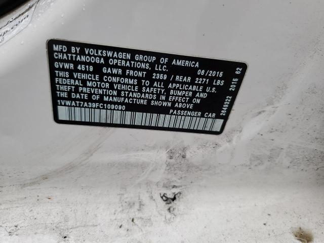 Aukcja sprzedaży 2015 Volkswagen Passat S, vin: 1VWAT7A39FC109090, numer aukcji: 42234703