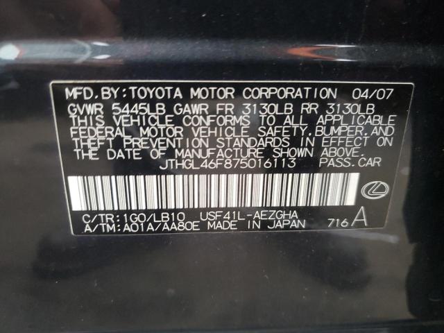 42152453 :رقم المزاد ، JTHGL46F875016113 vin ، 2007 Lexus Ls 460l مزاد بيع