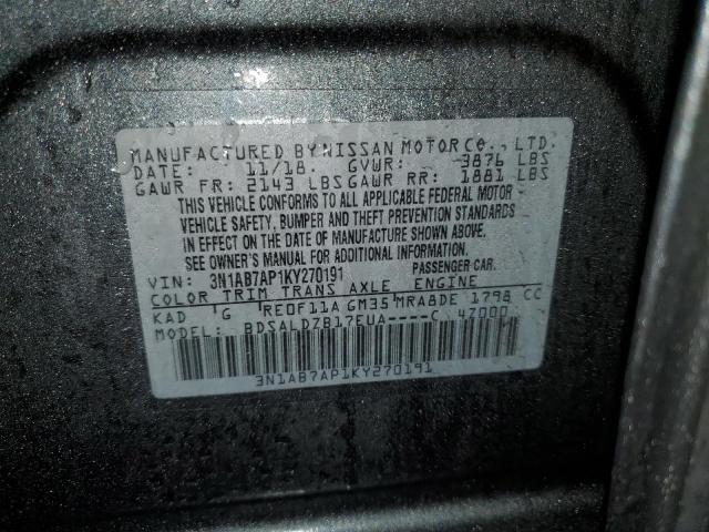 Aukcja sprzedaży 2019 Nissan Sentra S, vin: 3N1AB7AP1KY270191, numer aukcji: 42562013
