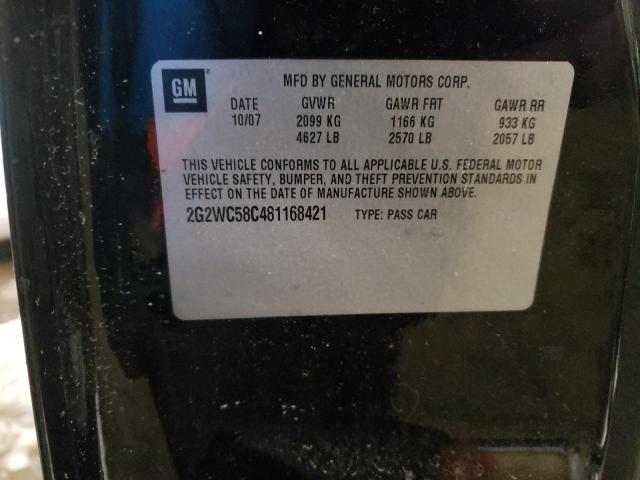 Продаж на аукціоні авто 2008 Pontiac Grand Prix Gxp, vin: 2G2WC58C481168421, номер лоту: 42615213