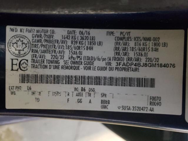 Продаж на аукціоні авто 2016 Ford Fiesta Se, vin: 3FADP4BJ8GM184076, номер лоту: 42830793