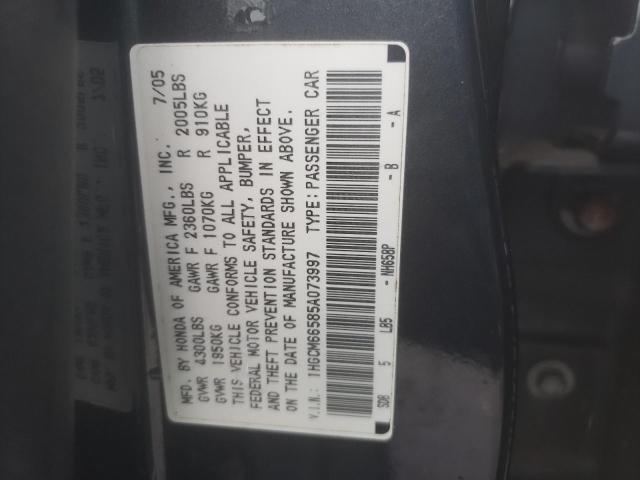 2005 Honda Accord Ex მანქანა იყიდება აუქციონზე, vin: 1HGCM66585A073997, აუქციონის ნომერი: 43197403