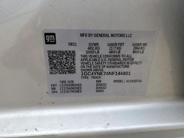 42181353 :رقم المزاد ، 1GC4YNE74NF144801 vin ، 2022 Chevrolet Silverado K2500 Heavy Duty Lt مزاد بيع