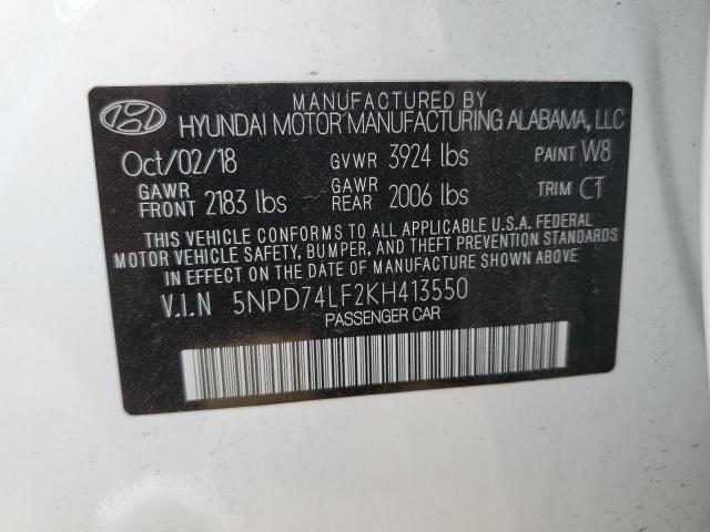 Aukcja sprzedaży 2019 Hyundai Elantra Se, vin: 5NPD74LF2KH413550, numer aukcji: 43078493