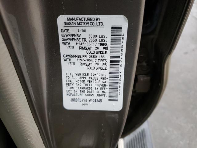 Aukcja sprzedaży 2001 Infiniti Qx4, vin: JNRDR07Y41W104945, numer aukcji: 42262173