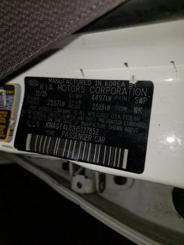 42956973 :رقم المزاد ، KNAGT4L31H5137852 vin ، 2017 Kia Optima Lx مزاد بيع