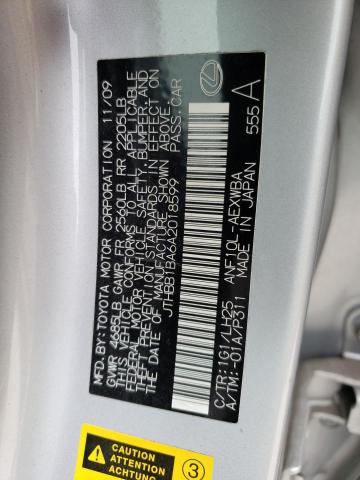 Aukcja sprzedaży 2010 Lexus Hs 250h, vin: JTHBB1BA6A2018599, numer aukcji: 42791103