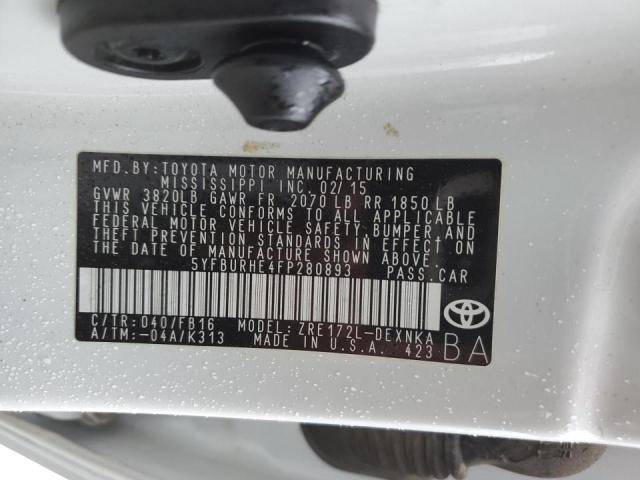 Продажа на аукционе авто 2015 Toyota Corolla L, vin: 5YFBURHE4FP280893, номер лота: 42902813
