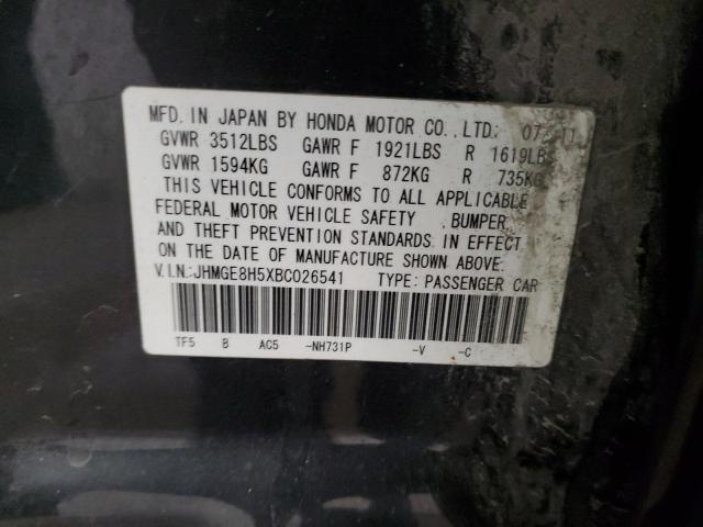 2011 Honda Fit Sport მანქანა იყიდება აუქციონზე, vin: JHMGE8H5XBC026541, აუქციონის ნომერი: 43012323