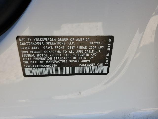 Продажа на аукционе авто 2019 Volkswagen Passat Wolfsburg, vin: 1VWLA7A38KC002959, номер лота: 43191223