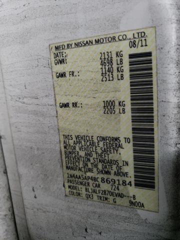 Aukcja sprzedaży 2011 Nissan Maxima S, vin: 1N4AA5AP4BC869184, numer aukcji: 43303843