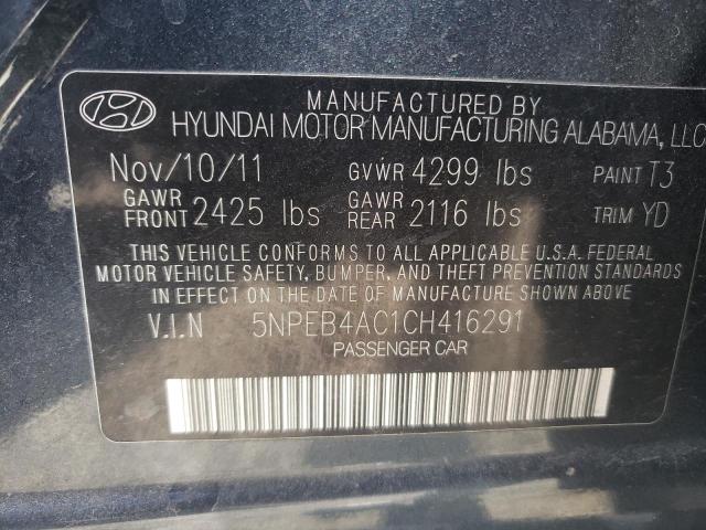 42763243 :رقم المزاد ، 5NPEB4AC1CH416291 vin ، 2012 Hyundai Sonata Gls مزاد بيع