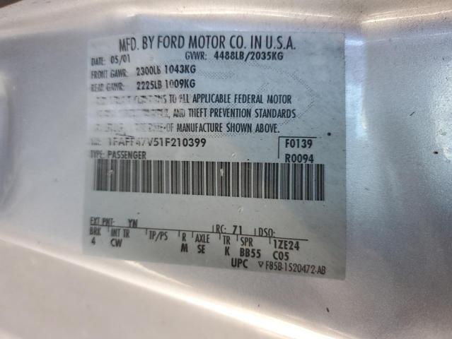 Aukcja sprzedaży 2001 Ford Mustang Cobra Svt, vin: 1FAFP47V51F210399, numer aukcji: 43452663
