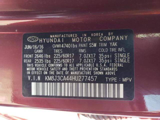 2017 Hyundai Tucson Limited მანქანა იყიდება აუქციონზე, vin: KM8J3CA44HU277457, აუქციონის ნომერი: 43268323