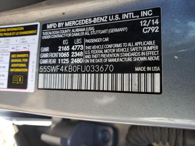 Aukcja sprzedaży 2015 Mercedes-benz C 300 4matic, vin: 55SWF4KB0FU033670, numer aukcji: 43437363