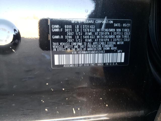 43599433 :رقم المزاد ، 4S4WMARD4M3452463 vin ، 2021 Subaru Ascent Touring مزاد بيع