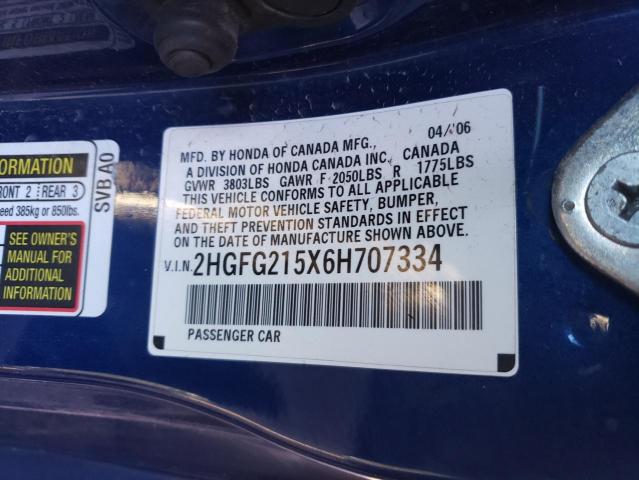 Aukcja sprzedaży 2006 Honda Civic Si, vin: 2HGFG215X6H707334, numer aukcji: 43289573
