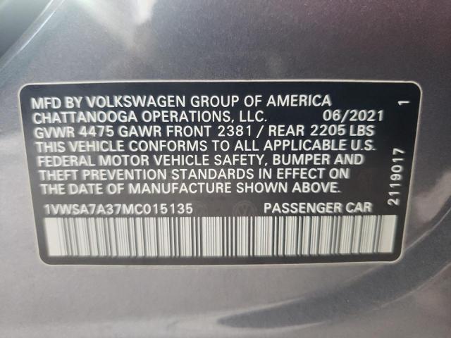 Aukcja sprzedaży 2021 Volkswagen Passat Se, vin: 1VWSA7A37MC015135, numer aukcji: 43335573