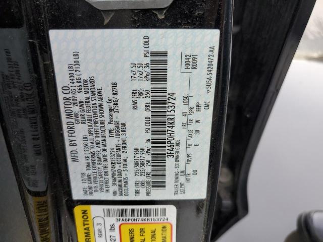 Продажа на аукционе авто 2019 Ford Fusion Se, vin: 3FA6P0H74KR153724, номер лота: 43378563
