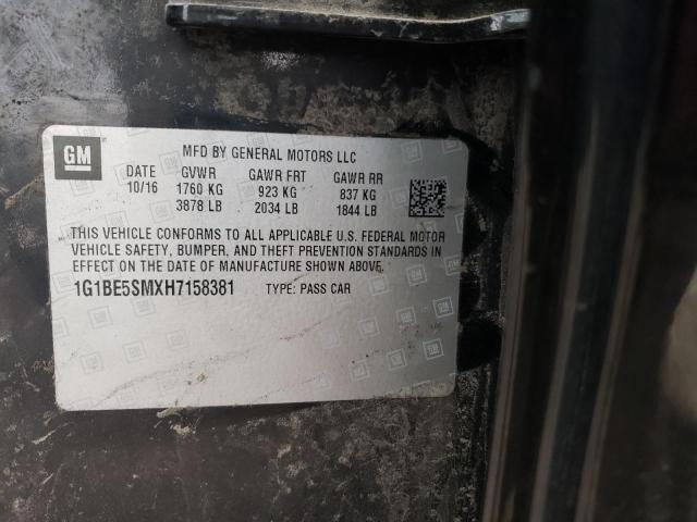 Aukcja sprzedaży 2017 Chevrolet Cruze Lt, vin: 1G1BE5SMXH7158381, numer aukcji: 43317423