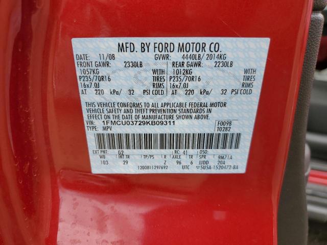 41557543 :رقم المزاد ، 1FMCU03729KB09311 vin ، 2009 Ford Escape Xlt مزاد بيع