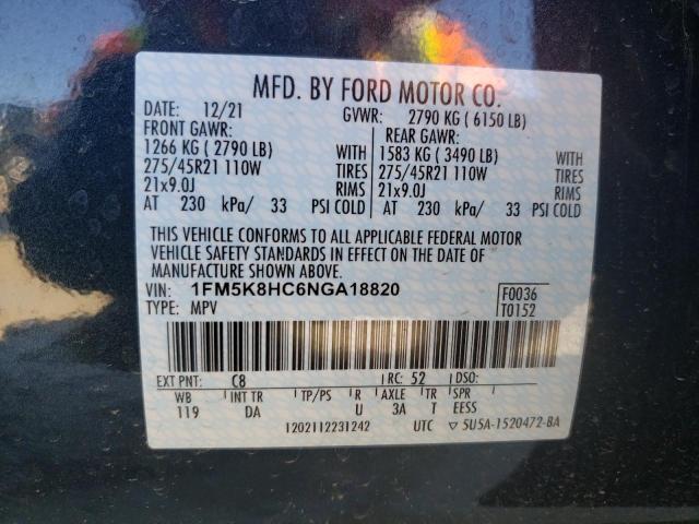 Aukcja sprzedaży 2022 Ford Explorer Platinum, vin: 1FM5K8HC6NGA18820, numer aukcji: 43511683