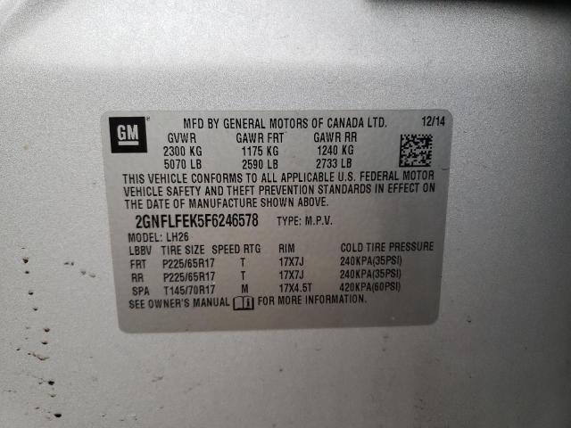 2015 Chevrolet Equinox Lt მანქანა იყიდება აუქციონზე, vin: 2GNFLFEK5F6246578, აუქციონის ნომერი: 43090273