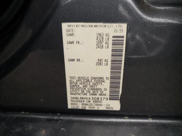 Aukcja sprzedaży 2020 Nissan Altima S, vin: 1N4BL4BV4LN308379, numer aukcji: 43398163