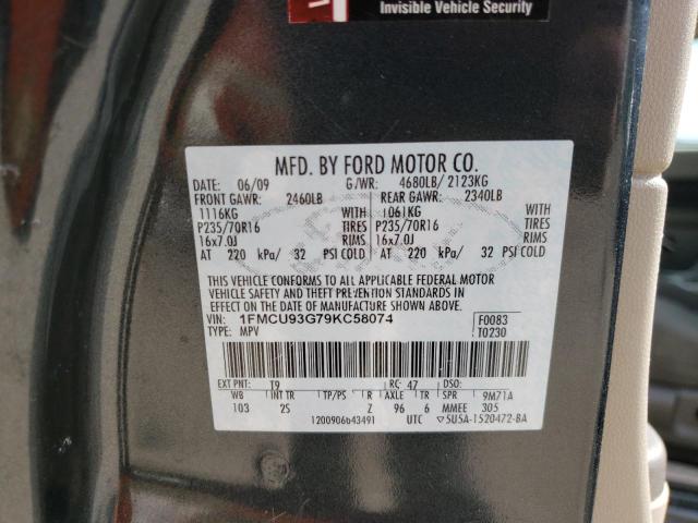 Продаж на аукціоні авто 2009 Ford Escape Xlt, vin: 1FMCU93G79KC58074, номер лоту: 43530633