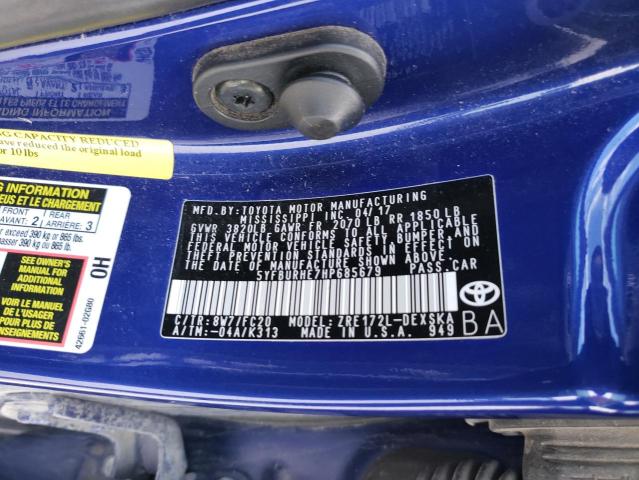 Aukcja sprzedaży 2017 Toyota Corolla L, vin: 5YFBURHE7HP685679, numer aukcji: 43456073