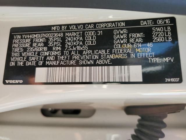 43647673 :رقم المزاد ، YV440MDU7H2023648 vin ، 2017 Volvo Xc60 T5 Inscription مزاد بيع