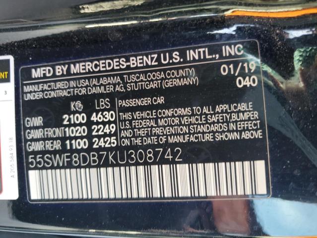 Продаж на аукціоні авто 2019 Mercedes-benz C 300, vin: 55SWF8DB7KU308742, номер лоту: 43744023