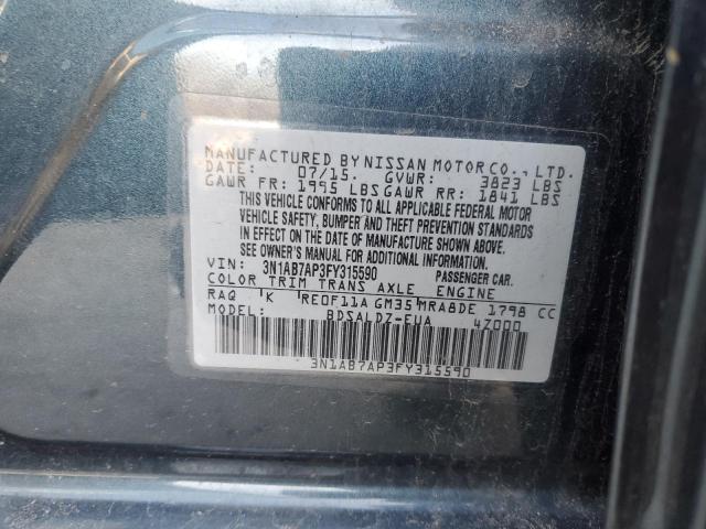 Продажа на аукционе авто 2015 Nissan Sentra S, vin: 3N1AB7AP3FY315590, номер лота: 43539453