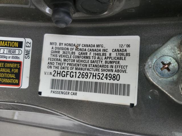 Продаж на аукціоні авто 2007 Honda Civic Lx, vin: 2HGFG12697H524980, номер лоту: 43718113