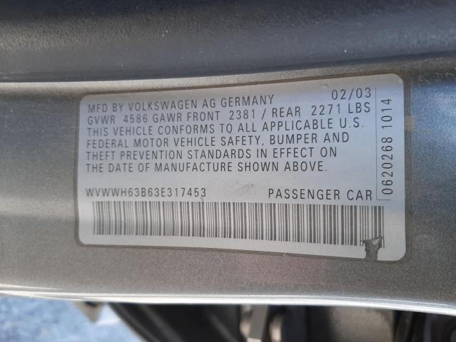 43929773 :رقم المزاد ، WVWWH63B63E317453 vin ، 2003 Volkswagen Passat Glx مزاد بيع