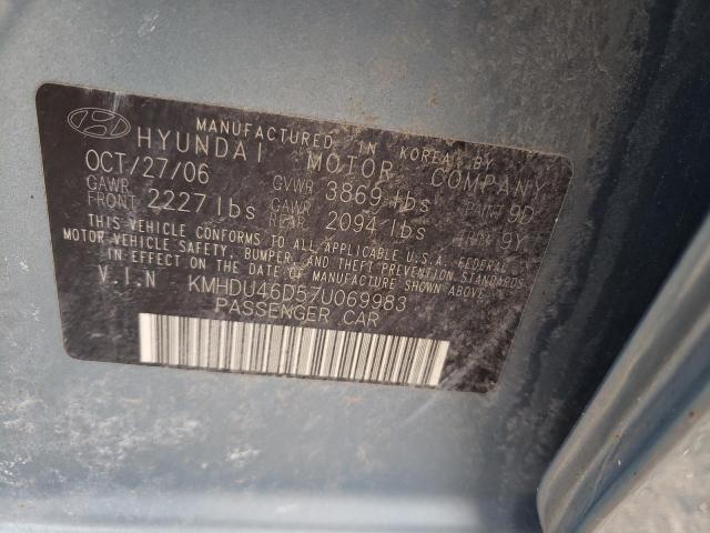 Продаж на аукціоні авто 2007 Hyundai Elantra Gls, vin: KMHDU46D57U069983, номер лоту: 43760923