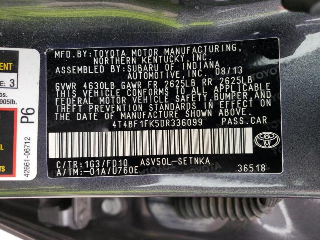 Продажа на аукционе авто 2013 Toyota Camry L, vin: 4T4BF1FK5DR336099, номер лота: 43709053